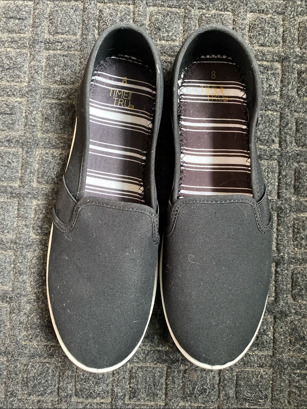 Time and Tru Black Slip-On Canvas Loafers